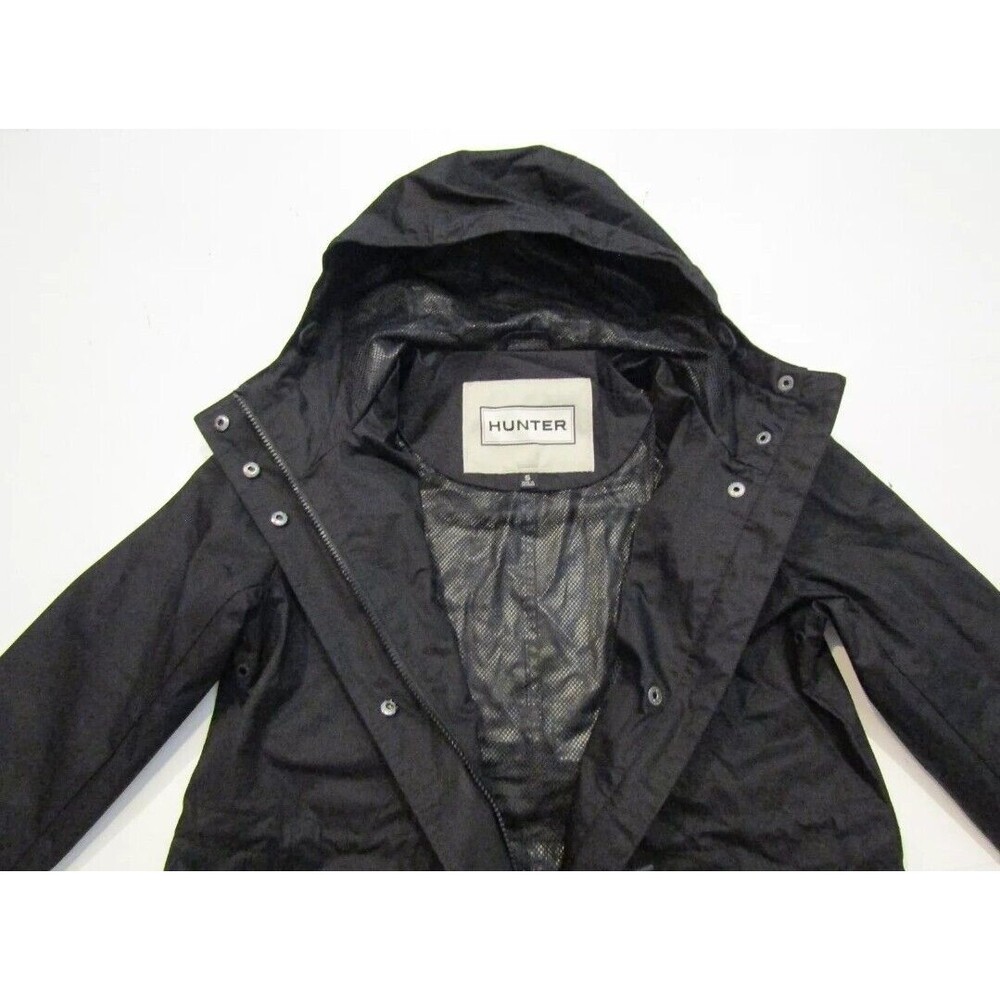 HUNTER Women's Size XS Cotton Smock Hooded Rain Jacket Water Resistant Black - Picture 3 of 12